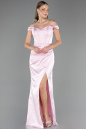 Robe Queue de Poisson Longue Satin Poudre ABU6574
