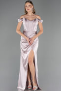 Robe Queue de Poisson Longue Satin Vison ABU6574