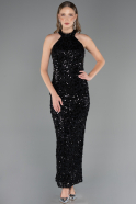 Robe de Soirée Longue Dantelle Noir ABU6578
