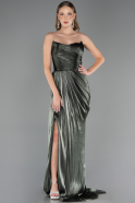 Robe de Soirée Longue Mousseline Kaki ABU6580