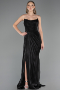 Robe de Soirée Longue Mousseline Noir ABU6580