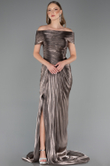 Robe De Soirée Grande Taille Longue Mousseline Vison ABU6604