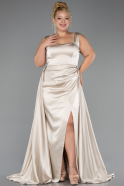 Robe de Soirée Grande Taille Longue Satin Beige ABU6576
