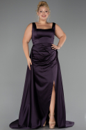Robe de Soirée Longue Satin Violet Foncé ABU6572
