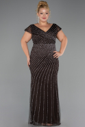 Robe de Soirée Grande Taille Longue Pierreux Brun ABU5439