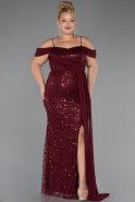 Robe De Soirée Grande Taille Longue Squameuse Rouge Bordeaux ABU6134