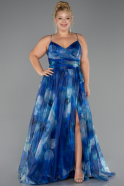 Robe De Graduation Grande Taille Longue Bleu Saxe ABU6586