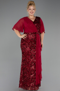 Robe Grande Taille Longue Squameuse Rouge Bordeaux ABU6373