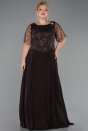 Robe Grande Taille Longue Mousseline Brun ABU6585