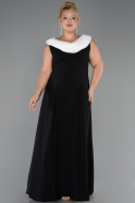 Robe Grande Taille Longue Mousseline Noir-Blanc ABU6587