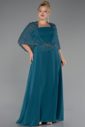 Robe Grande Taille Longue Mousseline Vert Pétrole ABU6529