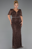 Robe Grande Taille Longue Perlé Brun ABU6583