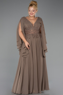 Robe Grande Taille Longue Mousseline Vison ABU4638