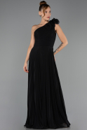 Robe de Soirée Longue Mousseline Noir ABU6593