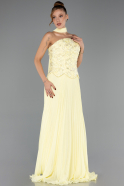 Robe de Soirée Longue Mousseline Jaune ABU6436