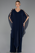 Robe Grande Taille Mousseline Bleu Marine ABT080