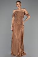 Robe de Soirée Longue Mousseline Cuivre ABU6602