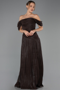 Robe de Soirée Longue Mousseline Brun ABU6602