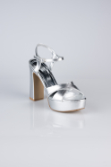 Chaussure Talon Plateforme Peau Argent ABC2104