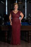 Robe de Soirée Grande Taille Longue Pierreux Rouge Bordeaux ABU5439