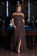 Robe de Soirée Grande Taille Longue Mousseline Brun ABU6274