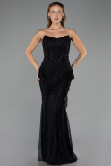 Robe Queue de Poisson Longue Dantelle Noir ABU6621