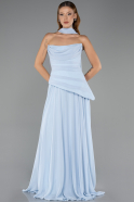 Robe de Soirée Longue Mousseline Bleu clair ABU5763