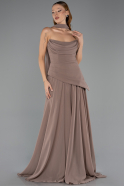 Robe de Soirée Longue Mousseline Cappuccino ABU5763