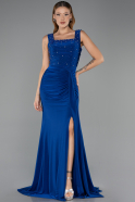 Robe de Soirée Longue Bleu Saxe ABU6552