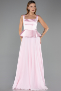 Robe de Soirée Longue Mousseline Poudre ABU6568