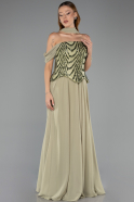 Robe Grande Taille Longue Mousseline Pistache vert ABU6535