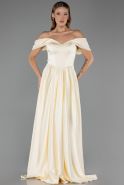 Robe de Soirée Longue Satin Jaune ABU6617
