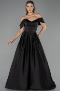 Robe de Soirée Longue Satin Noir ABU6617