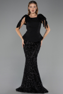 Robe de Soirée Longue Squameuse Noir ABU6607