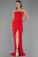 Robe de Soirée Longue Mousseline Rouge ABU6589