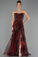 Robe de Soirée Longue Rouge Bordeaux ABU3360