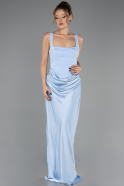 Robe de Soirée Longue Satin Bleu clair ABU6649