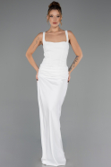 Robe de Soirée Longue Satin Blanc ABU6649