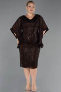 Robe De Invitation Grande Taille Midi Perlé Brun ABK2693