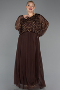 Robe De Soirée Grande Taille Longue Brun ABU6611