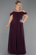 Robe De Soirée Grande Taille Longue Mousseline Violet ABU6646