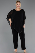 Robe De Invitation Grande Taille Mousseline Noir ABT139