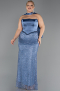 Robe de Soirée Grande Taille Longue Perlé Indigo ABU6258