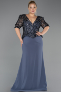 Robe de Soirée Grande Taille Longue Anthracite ABU6618