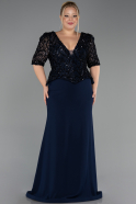 Robe de Soirée Grande Taille Longue Bleu Marine ABU6618