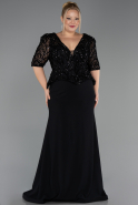 Robe de Soirée Grande Taille Longue Noir ABU6618