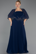 Robe Grande Taille Longue Mousseline Bleu Marine ABU6529