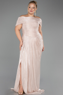 Robe De Soirée Grande Taille Longue Mousseline Beige ABU6604