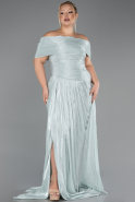 Robe De Soirée Grande Taille Longue Mousseline Menthe ABU6604