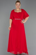 Robe de Soirée Grande Taille Longue Mousseline Rouge ABU6663